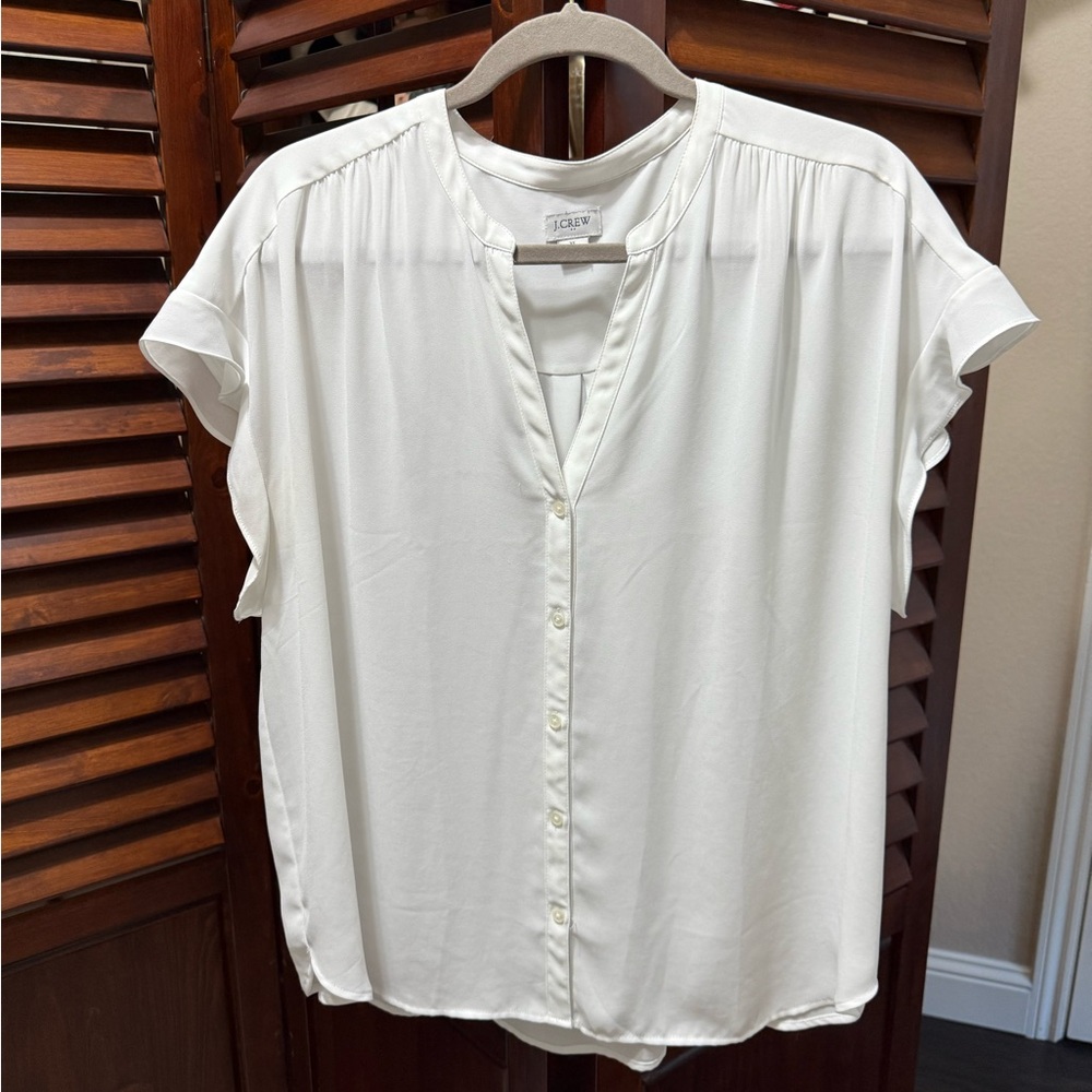 J. Crew Women's Cream Button-Up Top